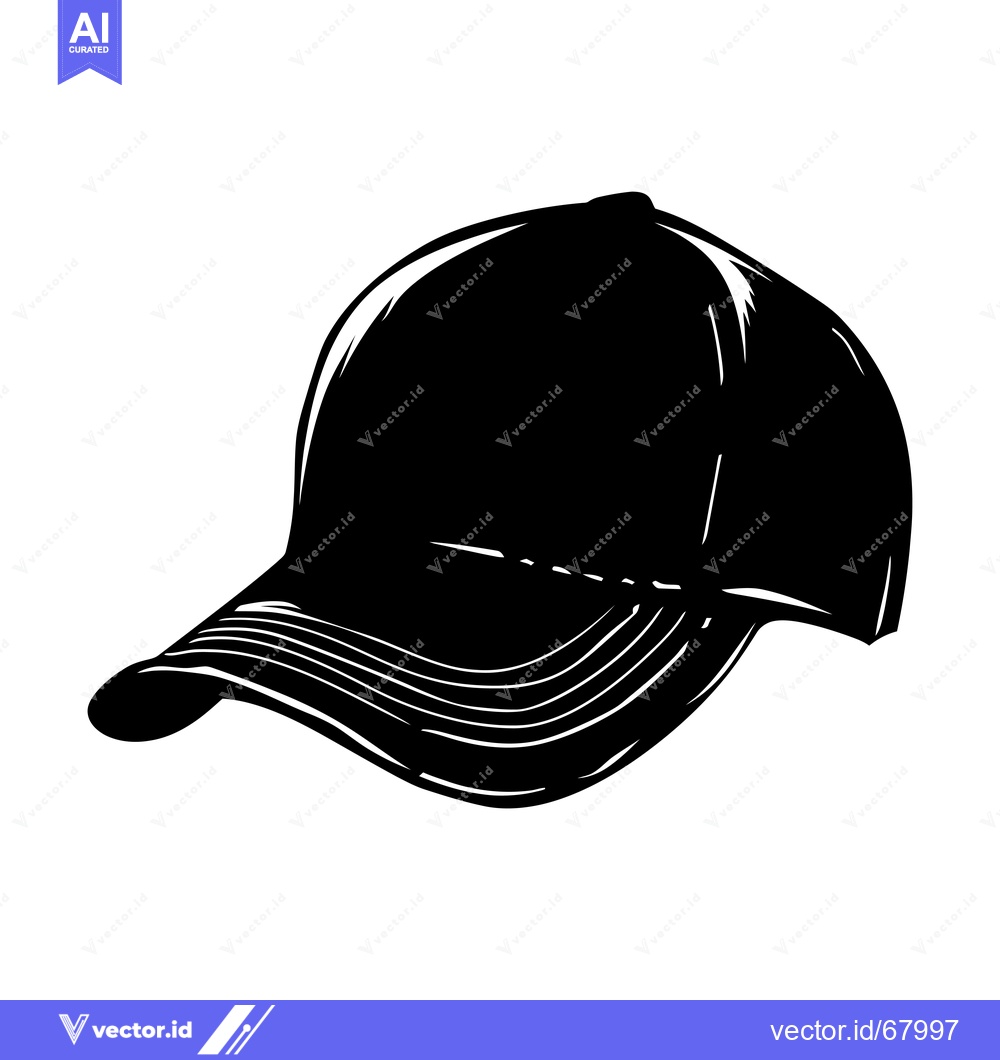 Premium Vector dari Black and White Silhouette of a Baseball Cap