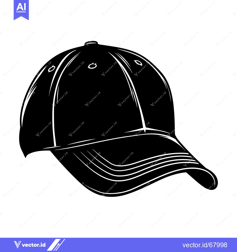 Premium Vector dari A black and white silhouette of a baseball cap