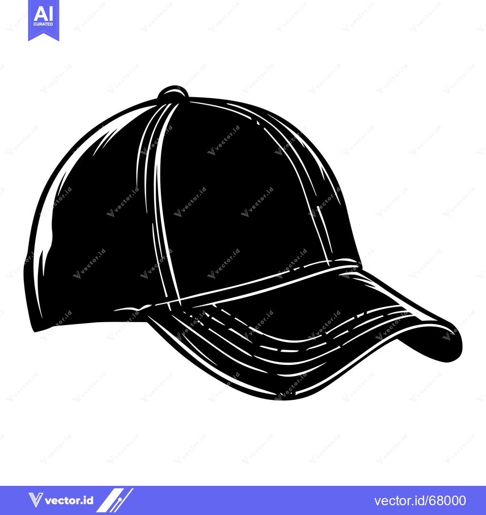 Premium Vector of A Black and White Illustration of a Baseball Cap