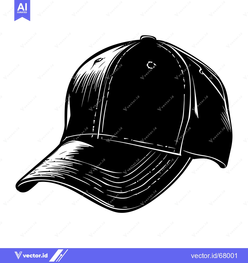 Premium Vector dari A Black and White Illustration of a Baseball Cap
