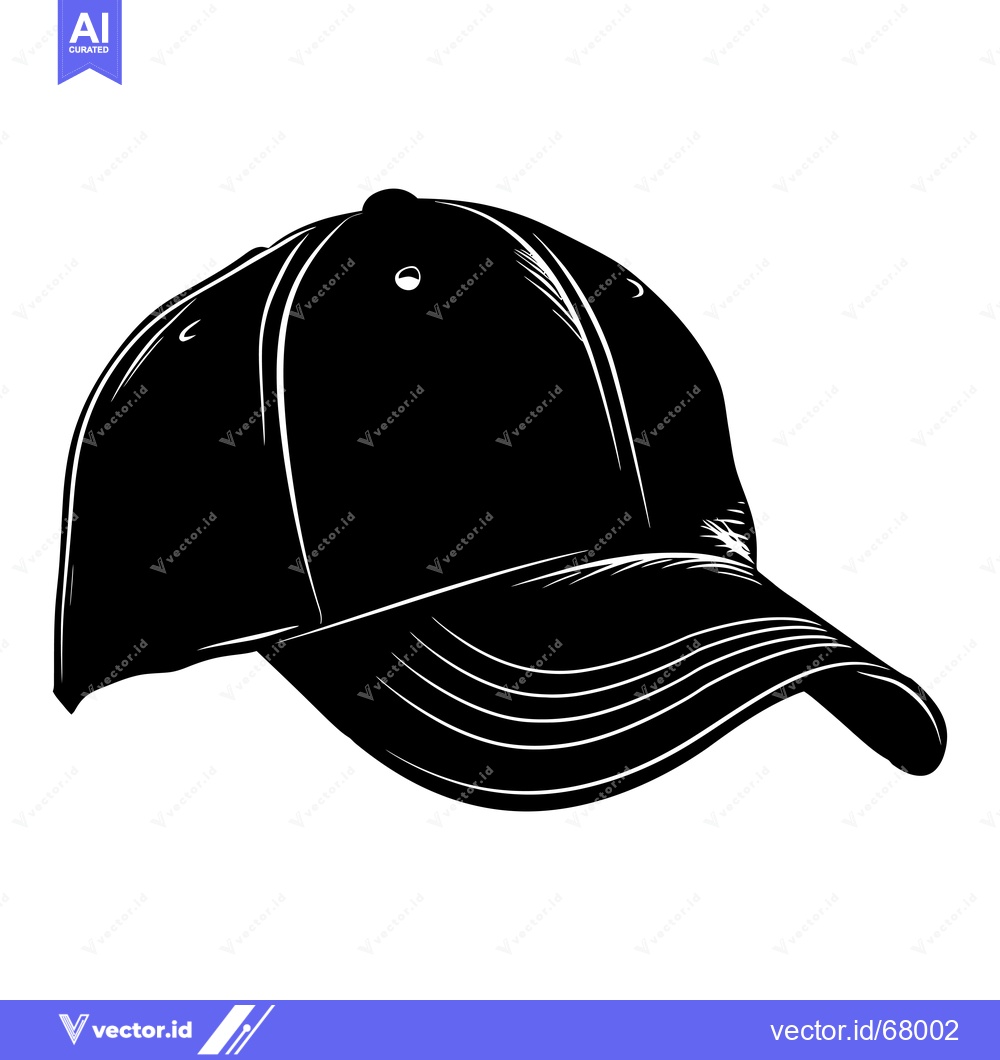 Premium Vector dari Black and White Silhouette of a Baseball Cap