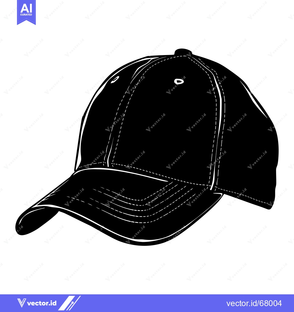 Premium Vector of Black and white silhouette of a baseball cap