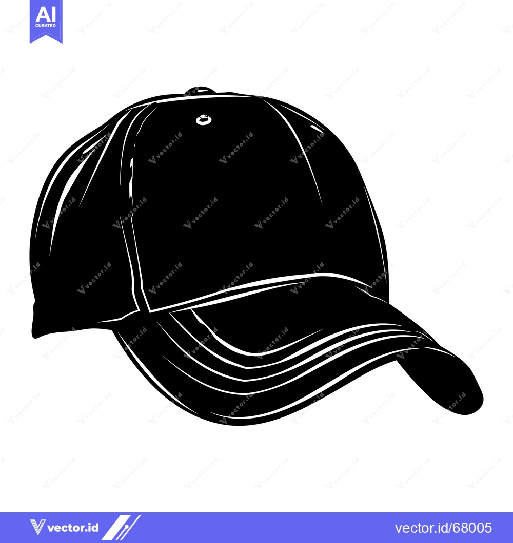 Premium Vector dari Black and White Silhouette of a Baseball Cap