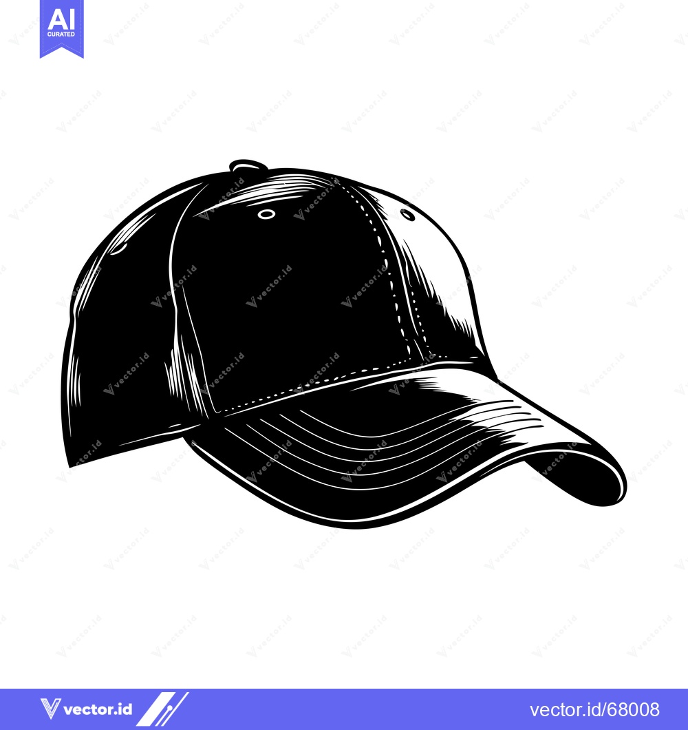 Premium Vector dari Black and White Illustration of a Baseball Cap