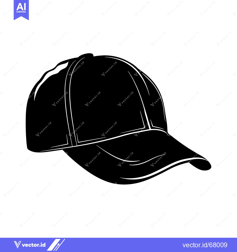 Premium Vector dari Black and White Silhouette of a Baseball Cap