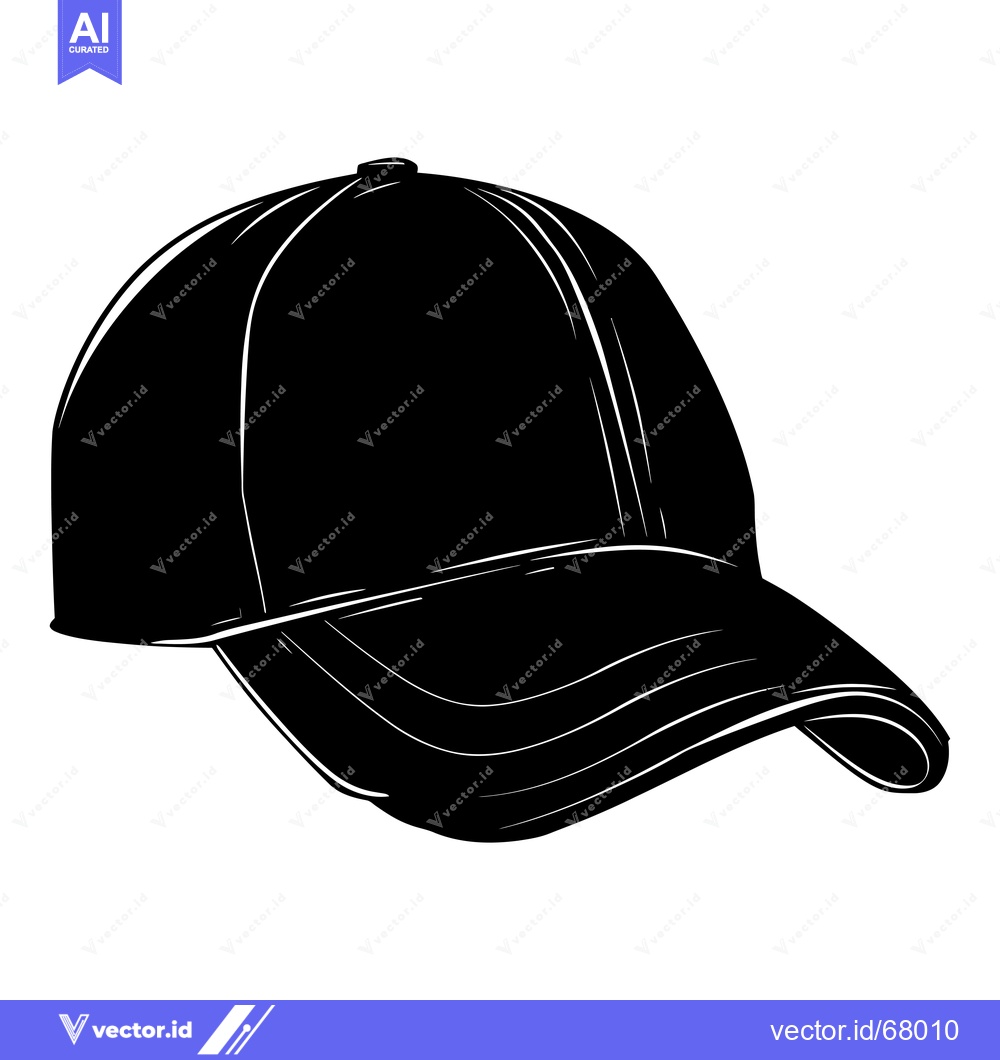 Premium Vector of Black and White Silhouette of a Baseball Cap