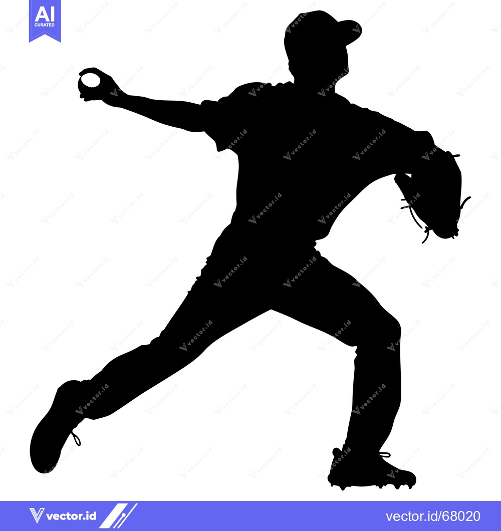 Premium Vector of Silhouette of a Baseball Pitcher Throwing a Ball