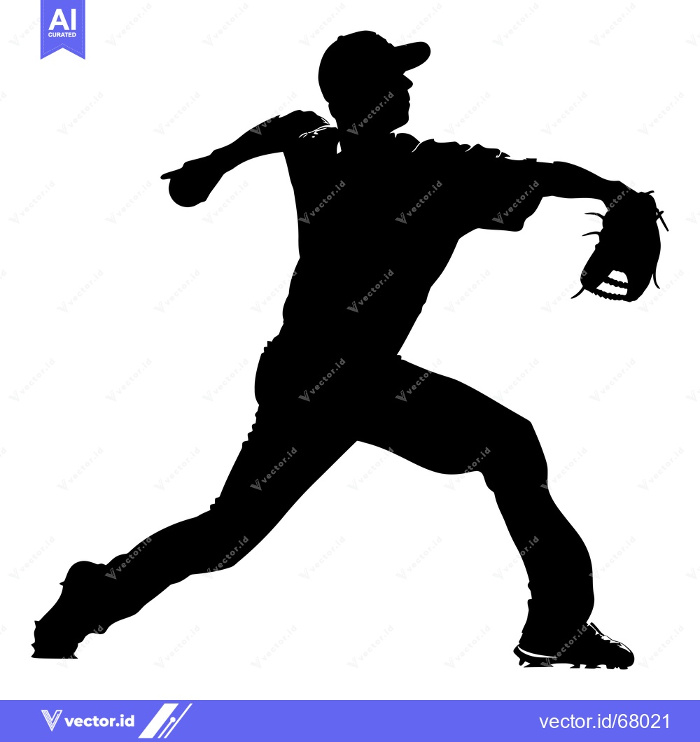 Premium Vector of Silhouette of a Baseball Pitcher Throwing a Pitch