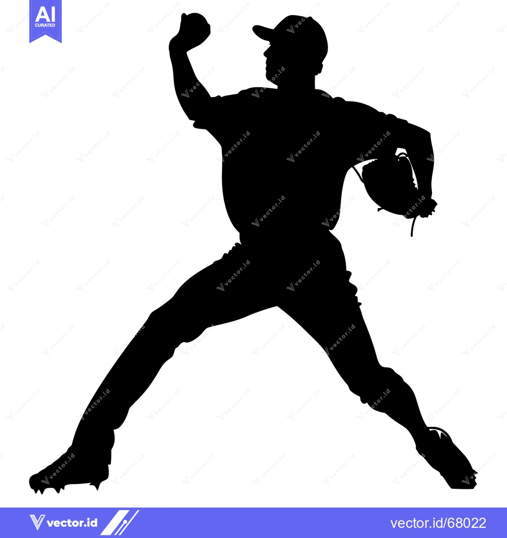 Premium Vector dari Silhouette of a Baseball Pitcher Throwing a Pitch