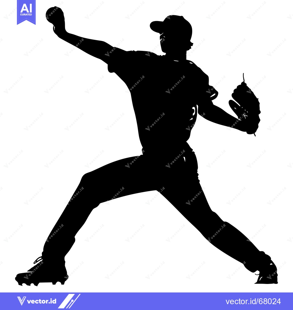 Premium Vector of A silhouette of a baseball pitcher throwing a pitch