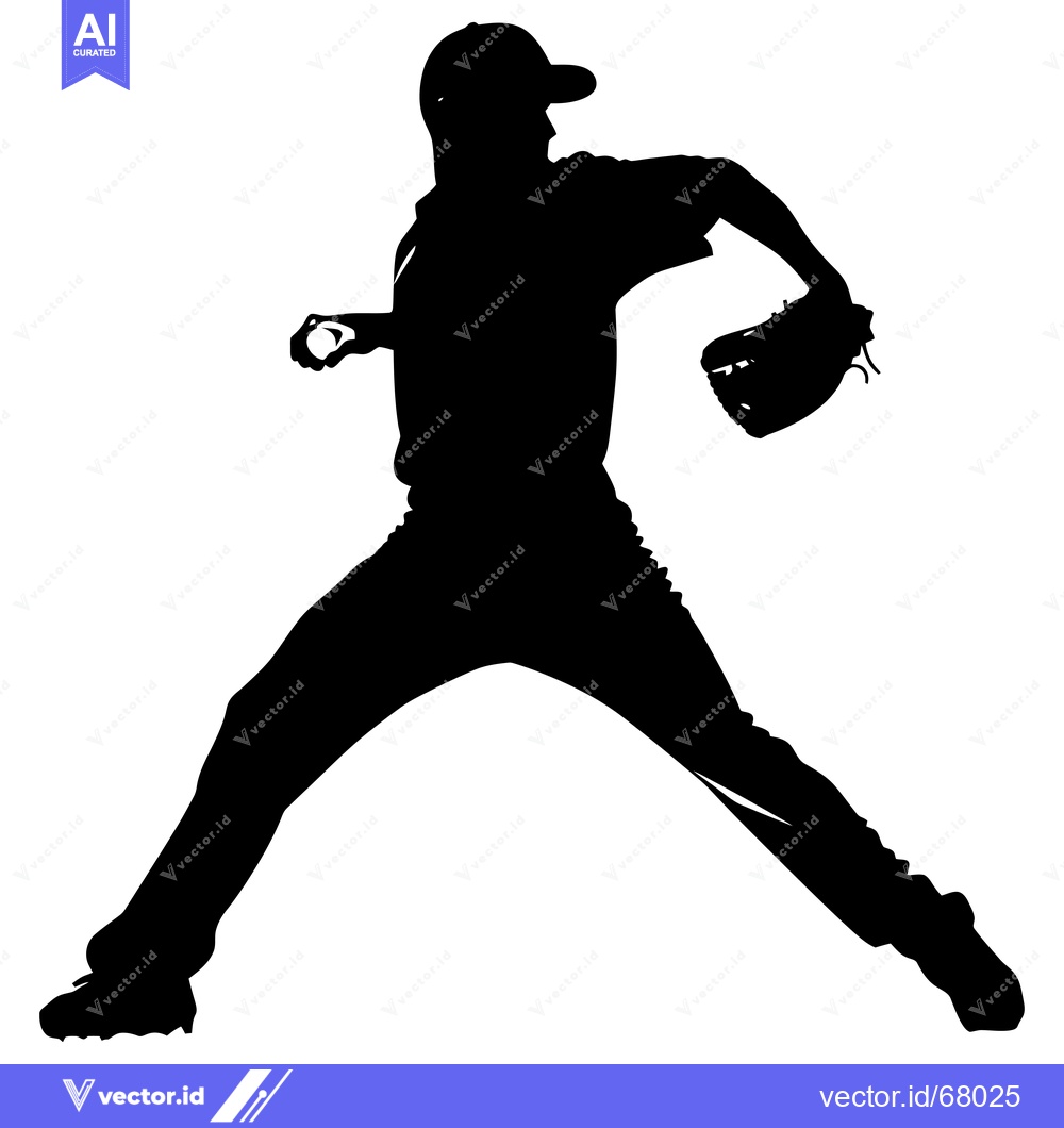 Premium Vector dari Silhouette of a Baseball Pitcher in Action