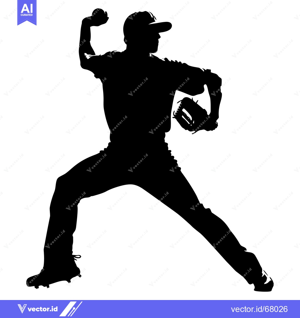 Premium Vector dari Silhouette of a Baseball Pitcher Throwing a Ball