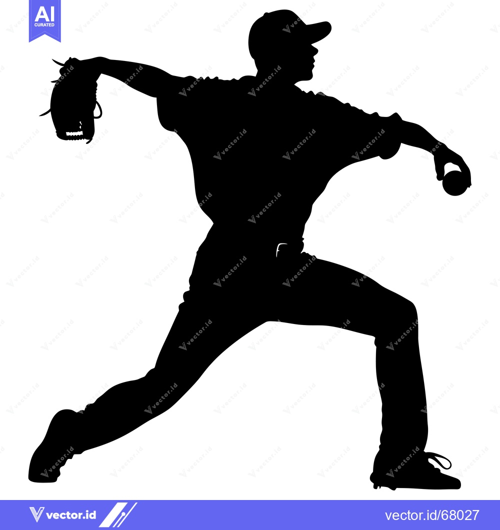 Premium Vector dari Silhouette of a baseball pitcher throwing a ball