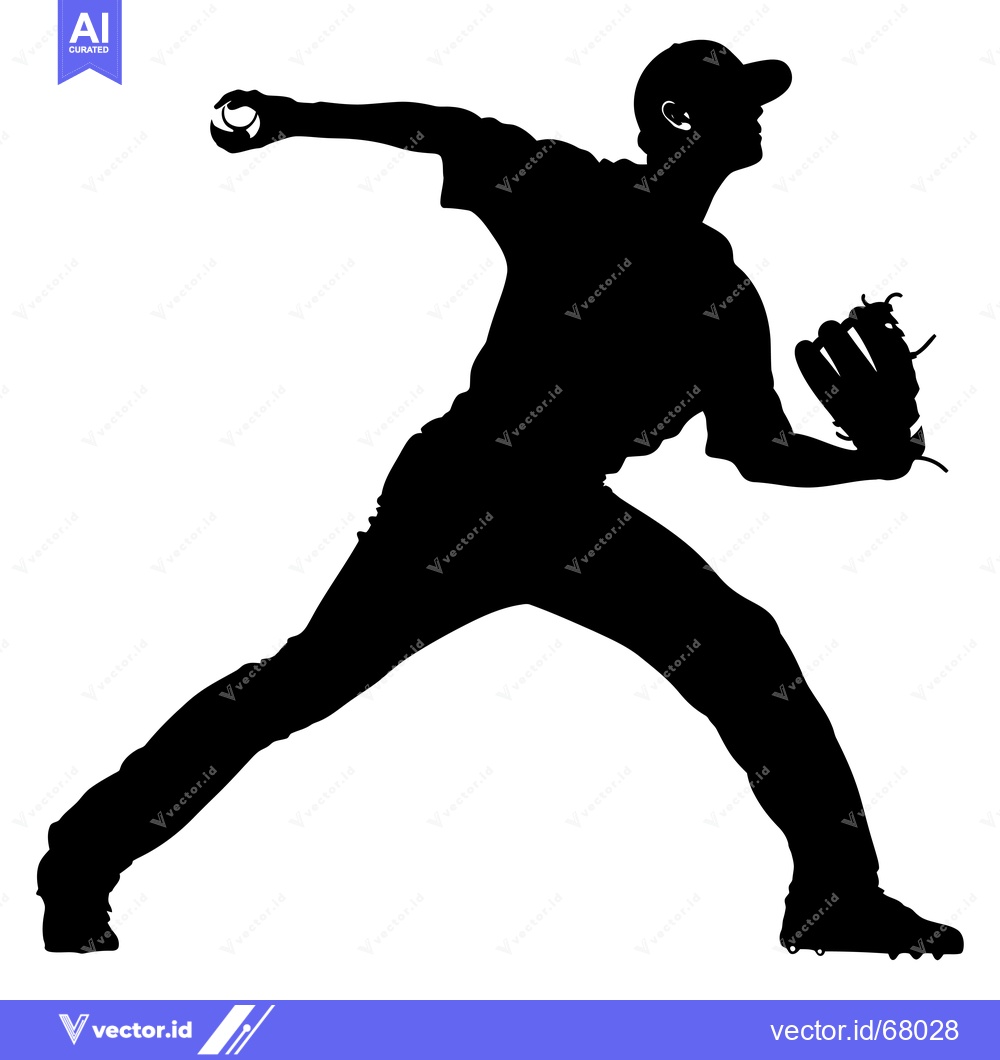 Premium Vector of Silhouette of a baseball pitcher throwing a ball