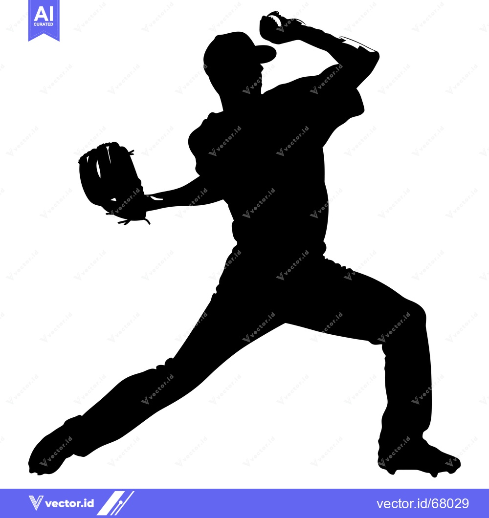 Premium Vector of Silhouette of a Baseball Pitcher in Mid-Throw