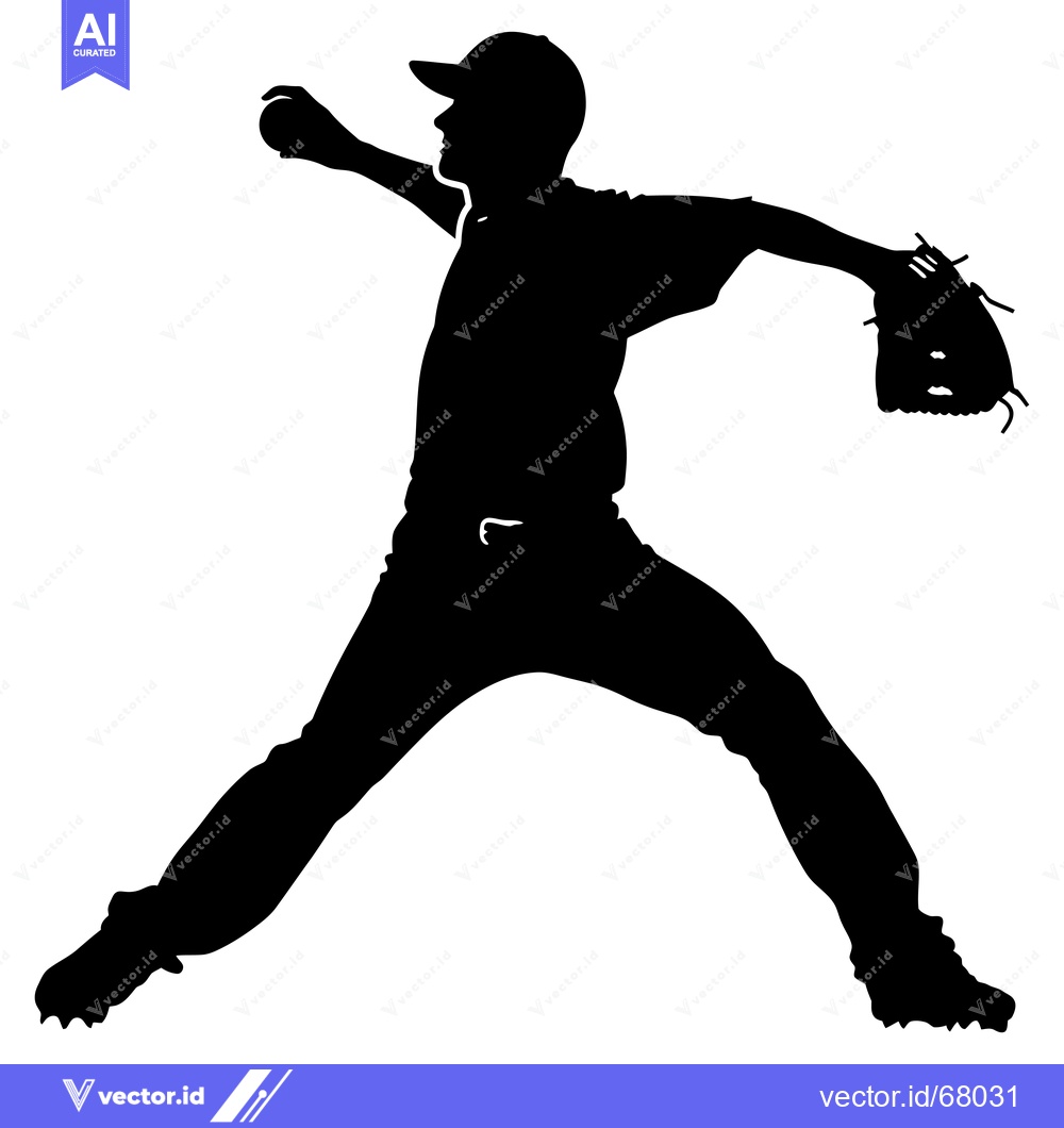 Premium Vector of Silhouette of a Baseball Pitcher Throwing a Pitch