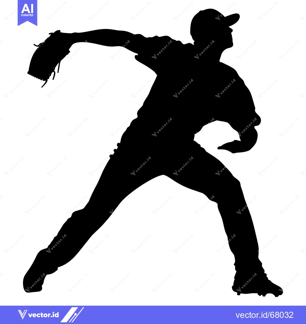 Premium Vector dari Silhouette of a Baseball Pitcher in Motion
