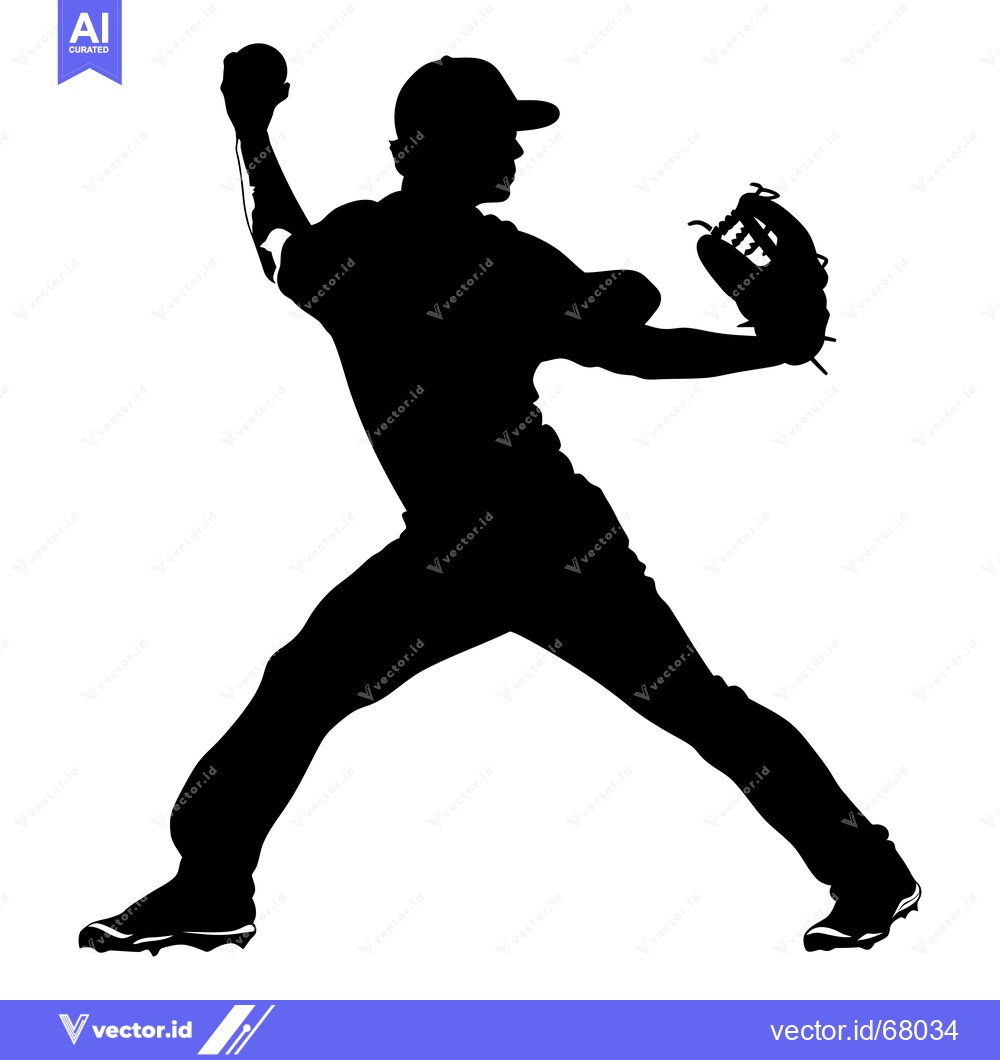 Premium Vector dari Silhouette of a Baseball Pitcher Throwing a Pitch