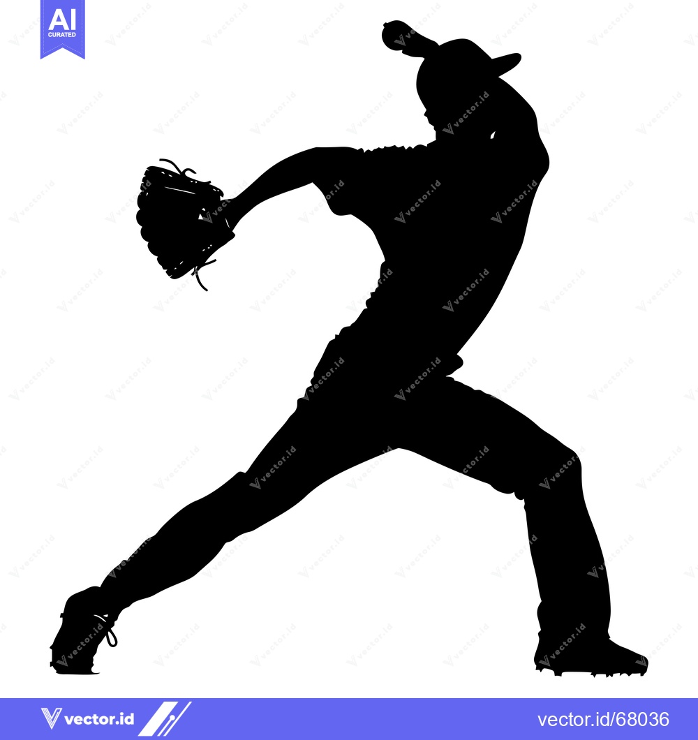Premium Vector of Silhouette of a Baseball Pitcher in Mid-Throw
