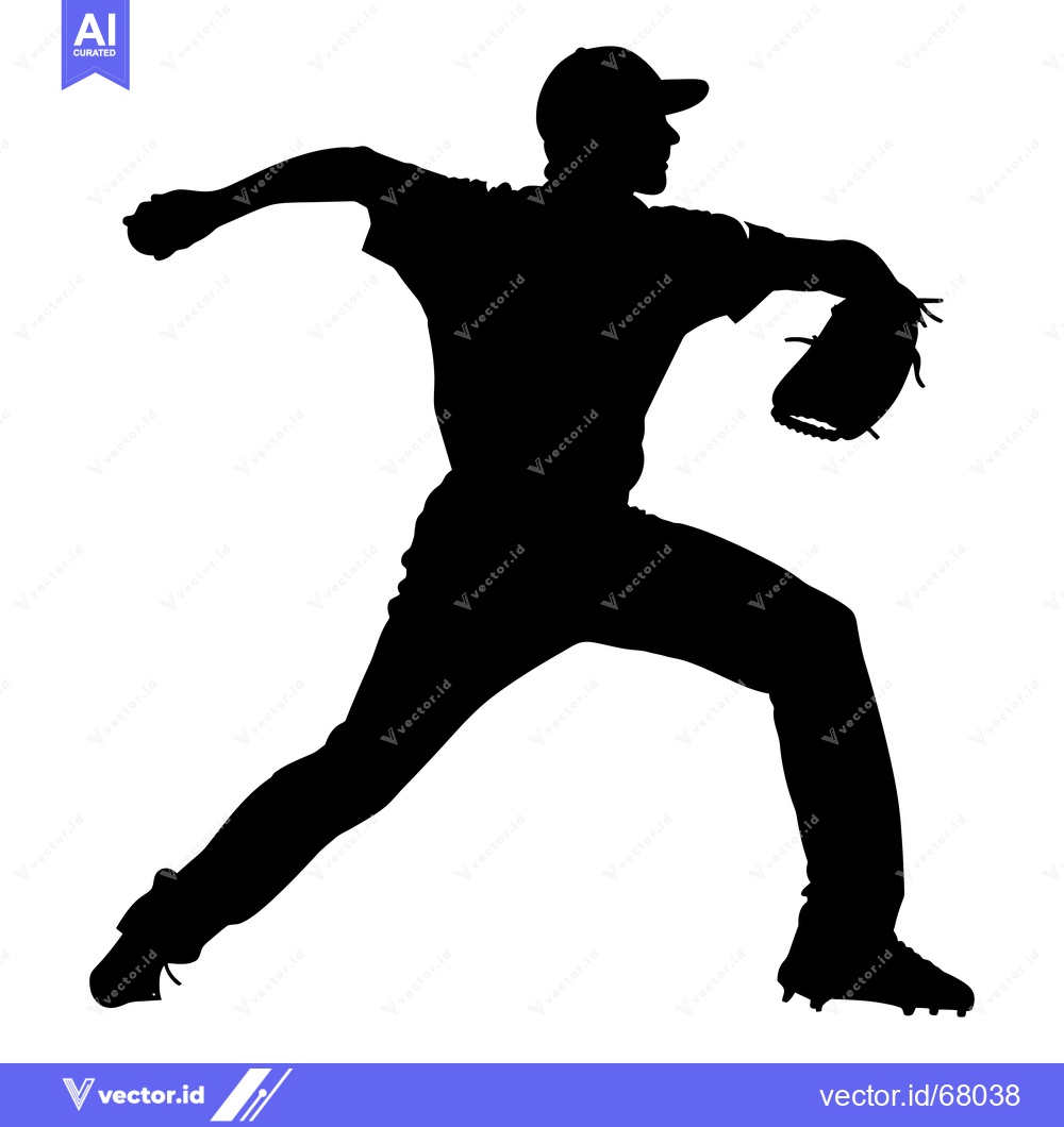Premium Vector of Silhouette of a Baseball Pitcher Throwing a Pitch