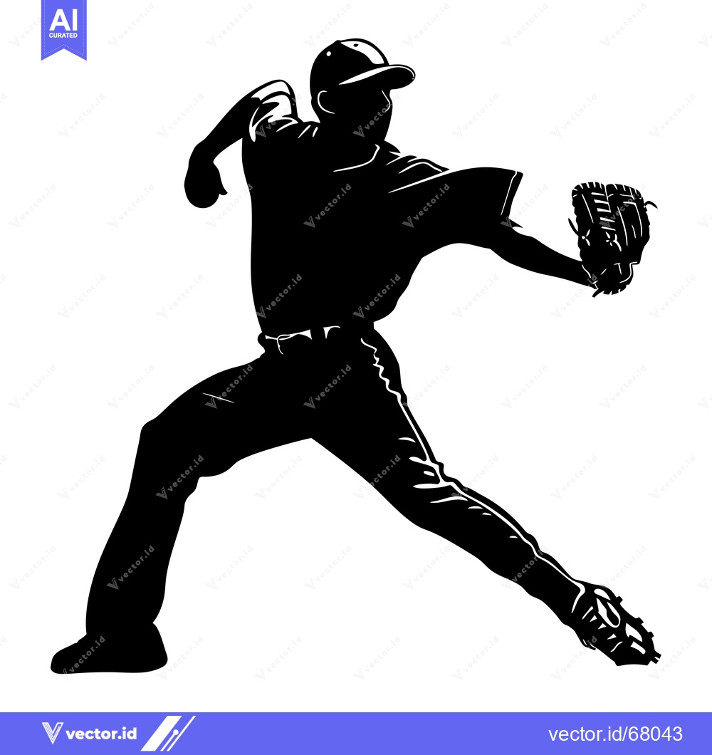 Premium Vector of Silhouette of a baseball pitcher throwing a ball