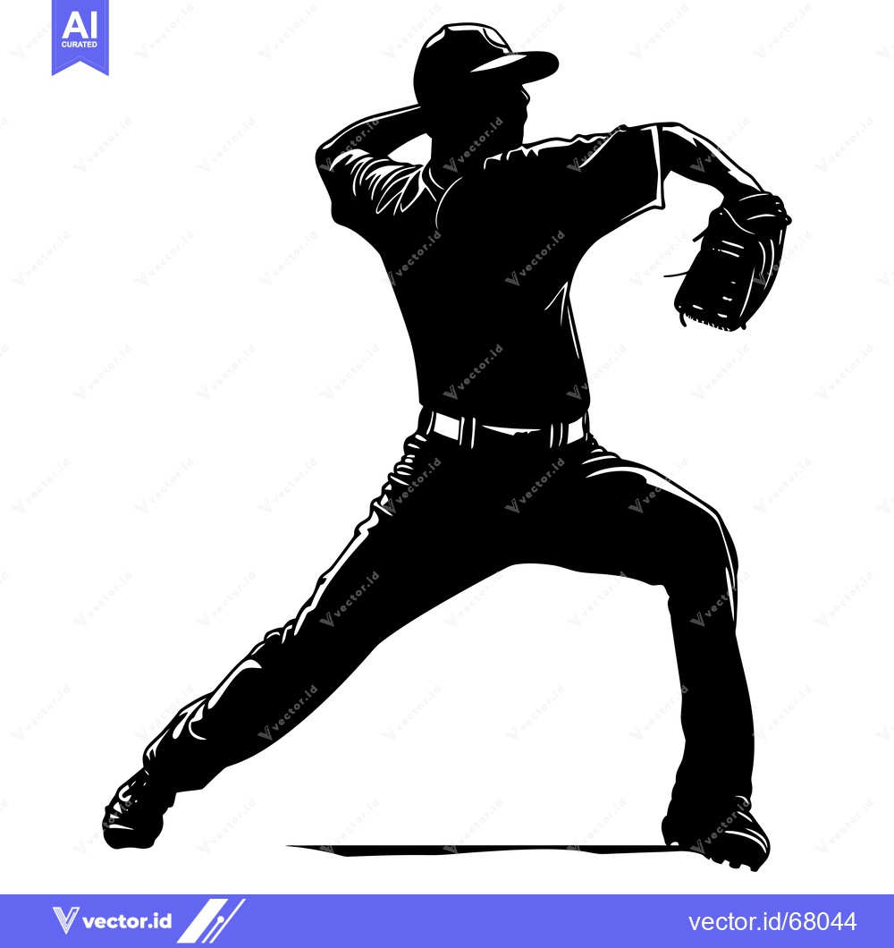 Premium Vector dari Silhouette of a Baseball Pitcher in Action