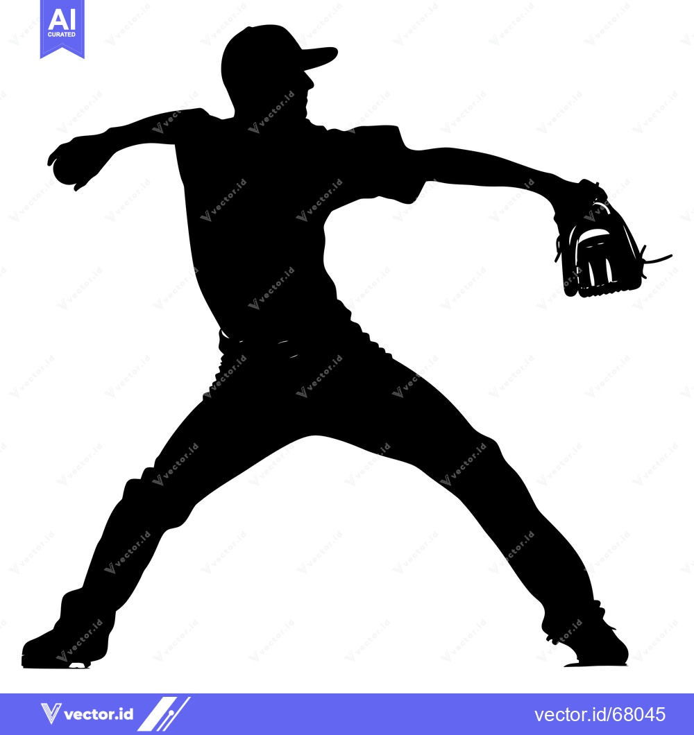 Premium Vector dari Silhouette of a baseball pitcher throwing a ball