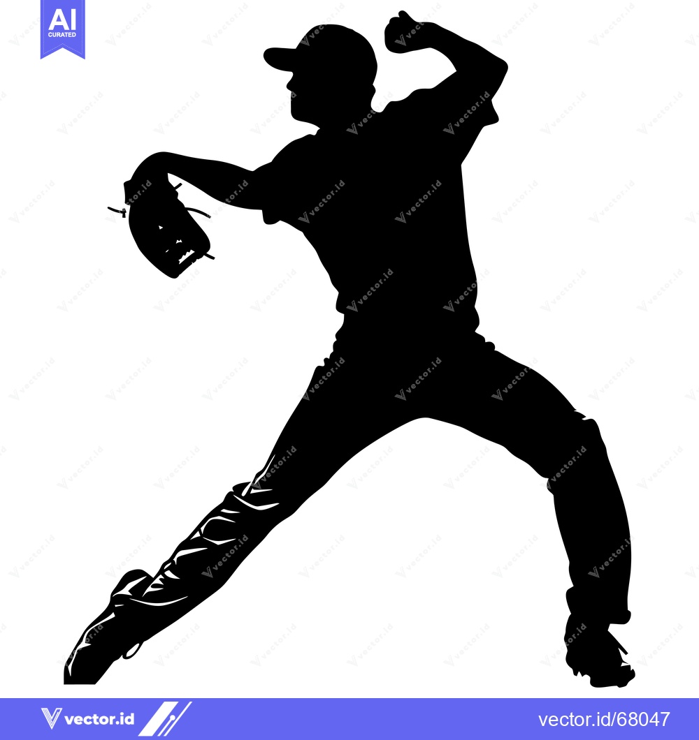 Premium Vector of Silhouette of a Baseball Pitcher in Throwing Motion