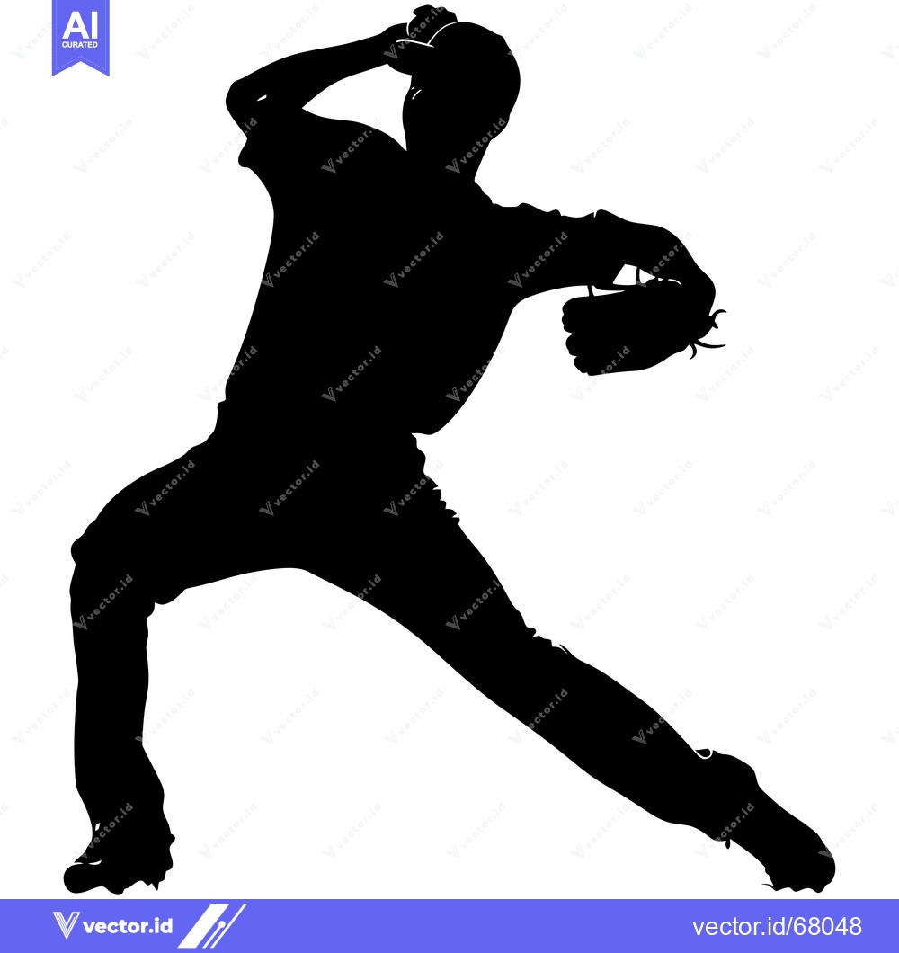 Premium Vector dari Silhouette of a Baseball Player Throwing a Ball