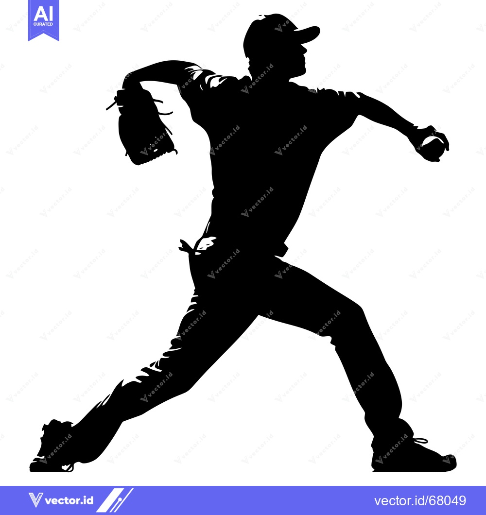 Premium Vector of Silhouette of a Baseball Pitcher Throwing a Pitch