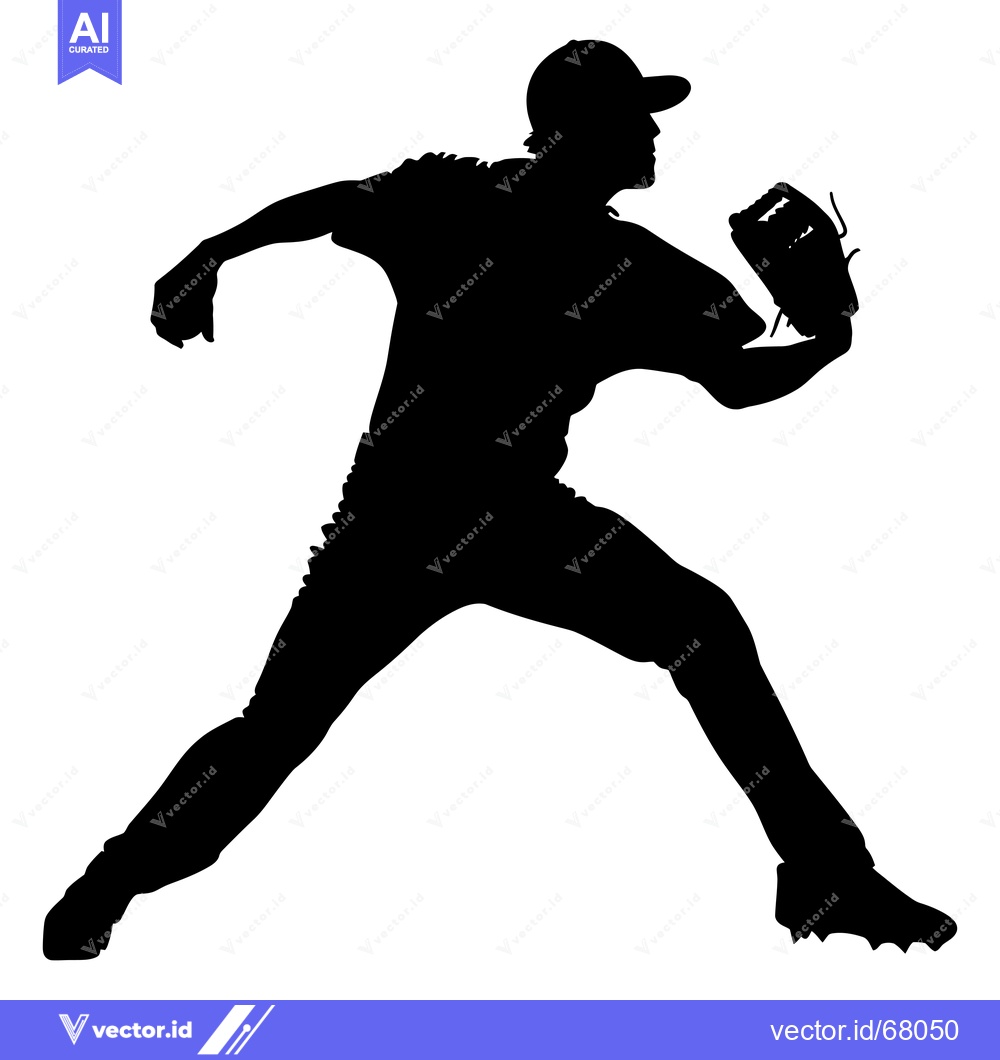 Premium Vector dari Baseball Player Silhouette in a Pitching Stance