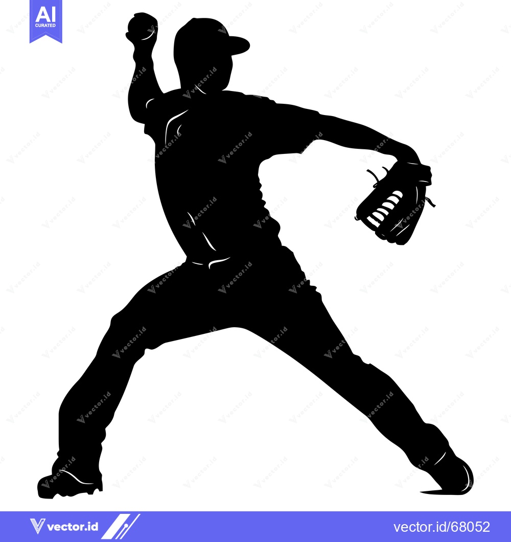 Premium Vector of Silhouette of a Baseball Pitcher in a Throwing Motion
