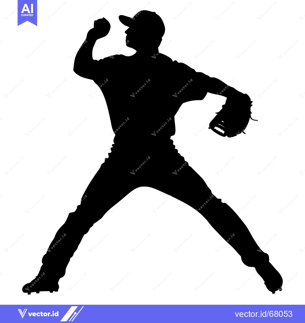 Premium Vector dari Silhouette of a Baseball Pitcher in Throwing Motion