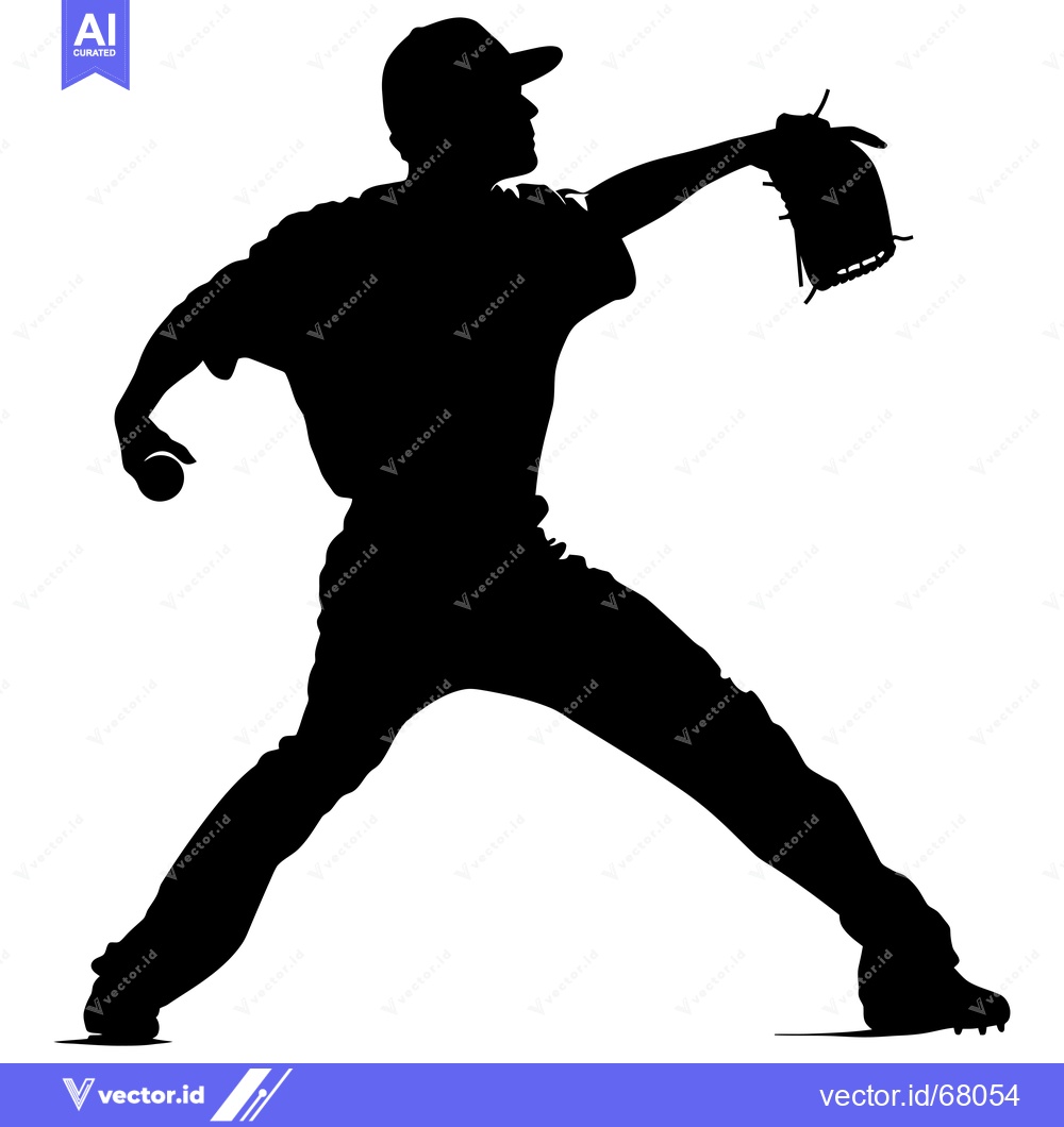 Premium Vector dari Silhouette of a baseball pitcher throwing a ball