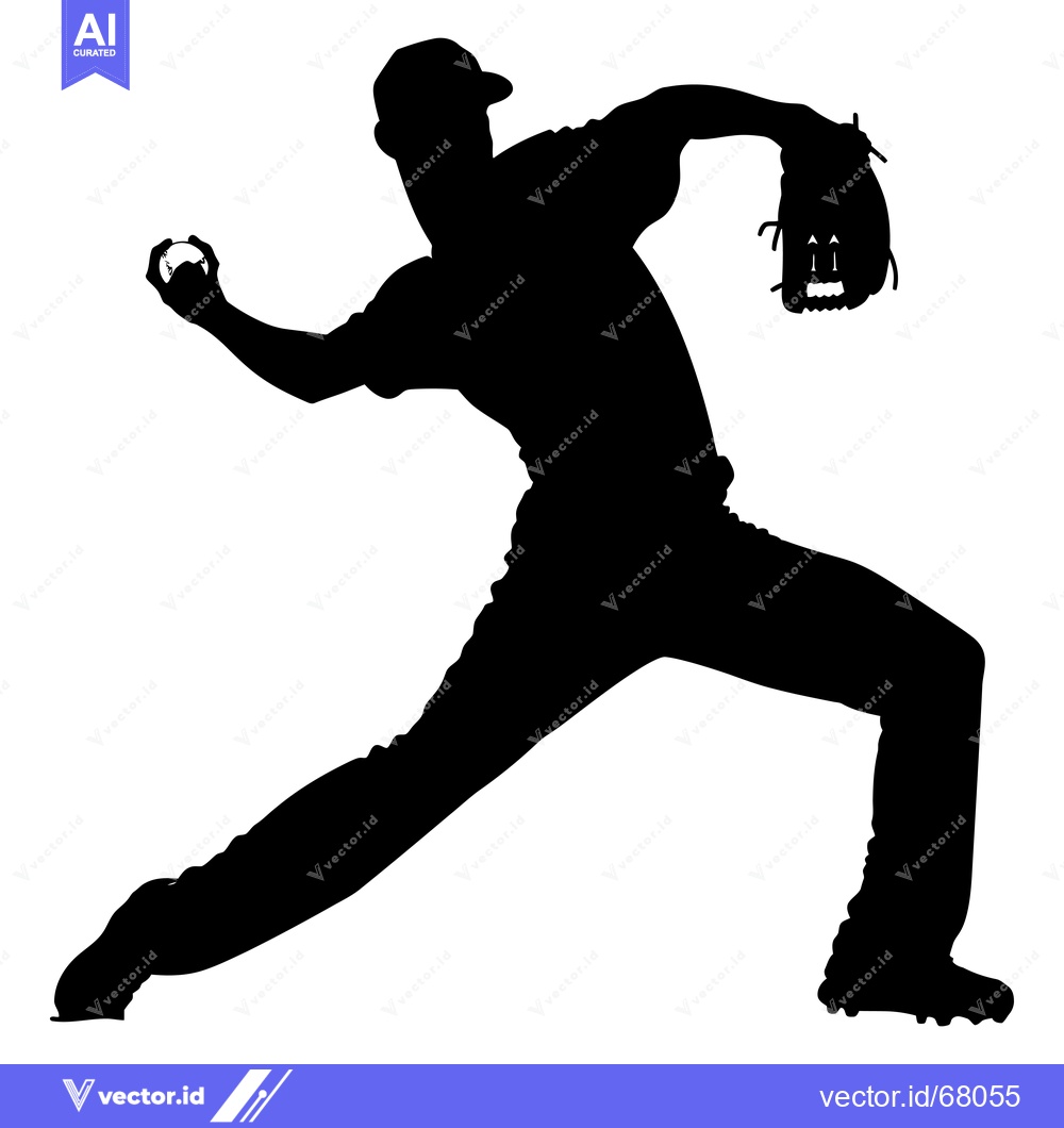 Premium Vector of Silhouette of a Baseball Pitcher Throwing a Pitch