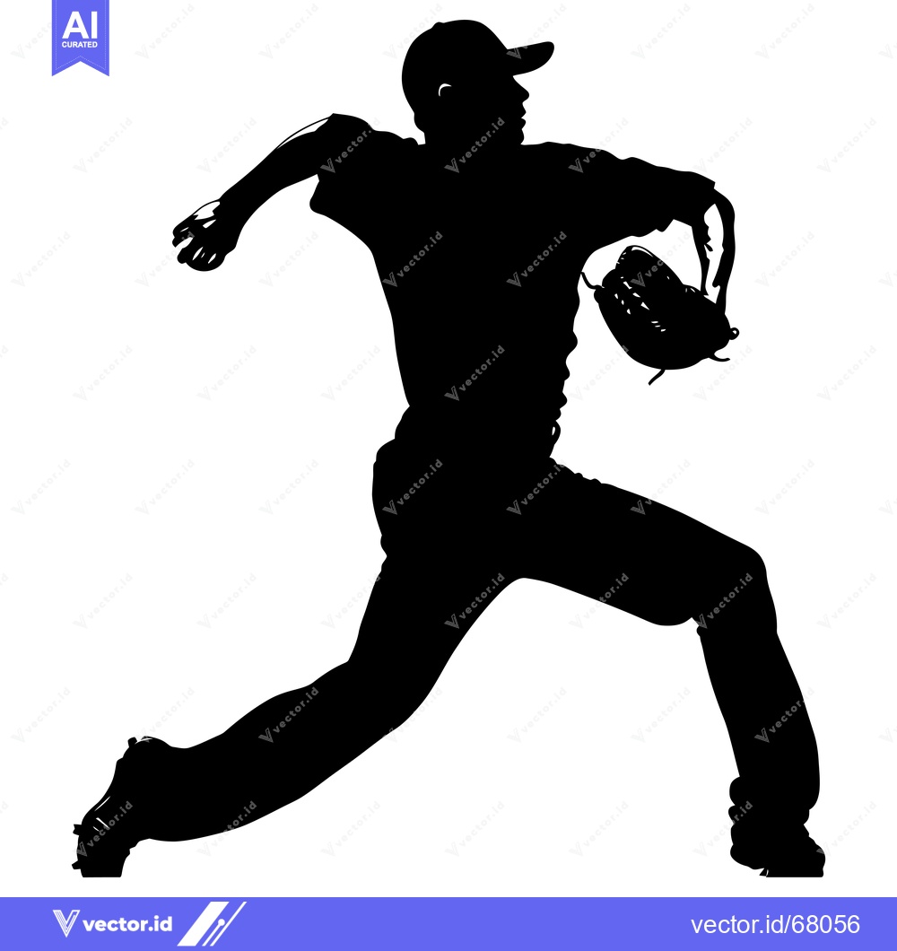 Premium Vector of Silhouette of a Baseball Pitcher Throwing a Ball