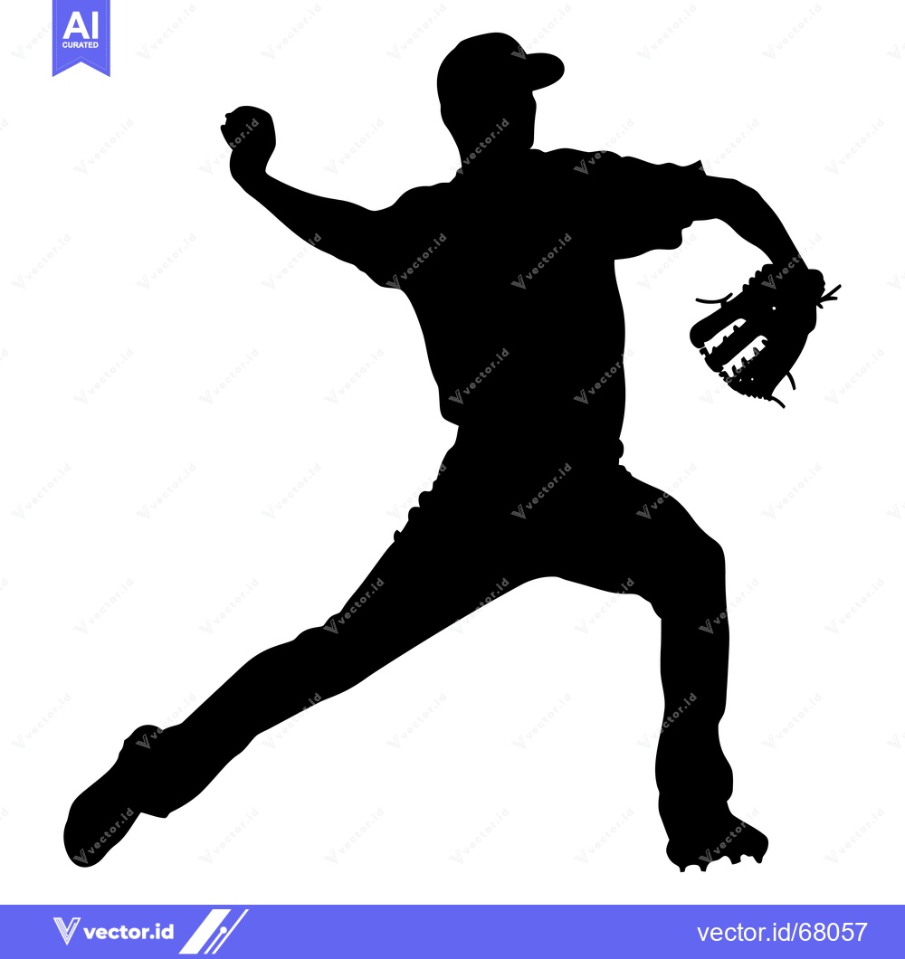 Premium Vector dari Silhouette of a Baseball Pitcher Throwing a Pitch