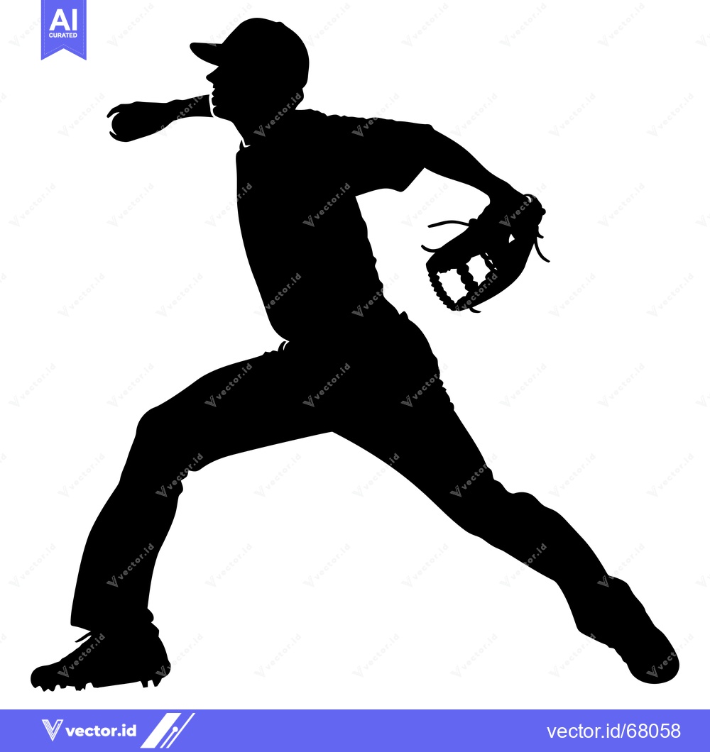 Premium Vector dari Silhouette of a baseball player throwing a pitch