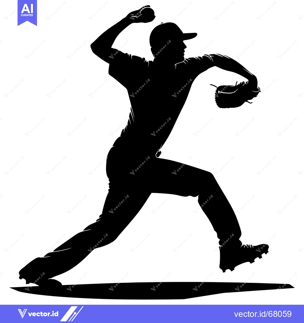 Premium Vector of Baseball Pitcher Throwing a Pitch in Silhouette