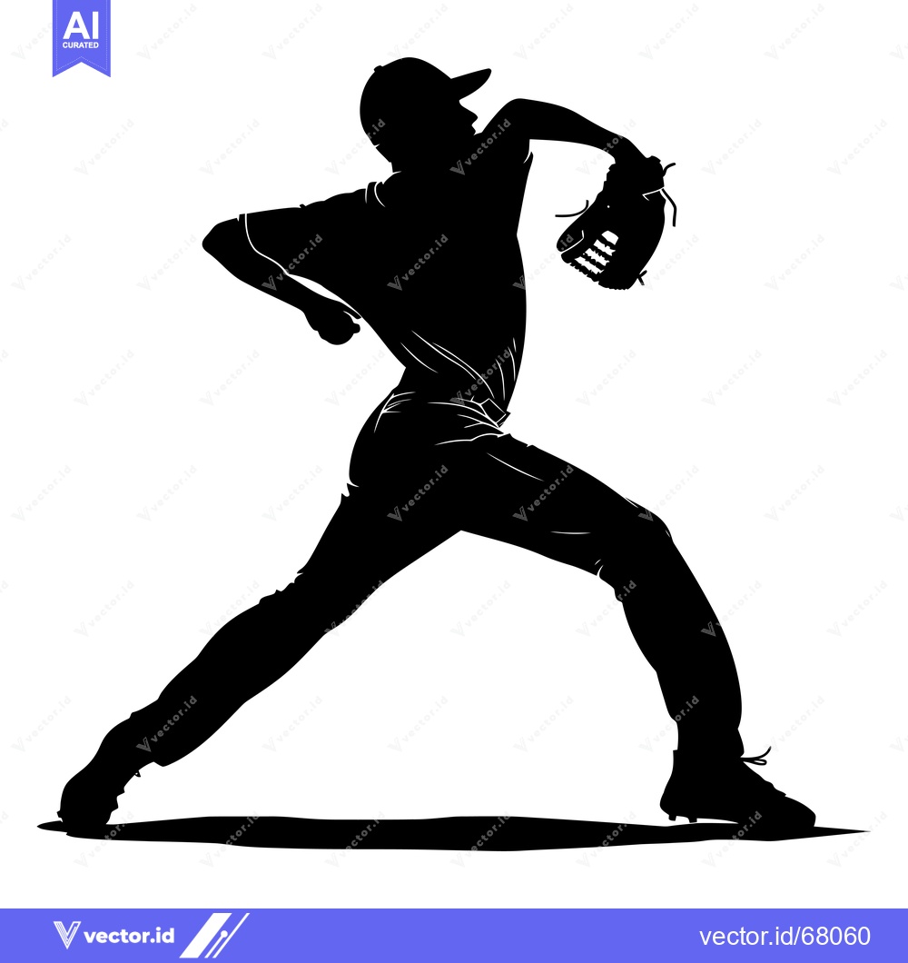 Premium Vector dari Silhouette of a Baseball Pitcher Throwing a Pitch