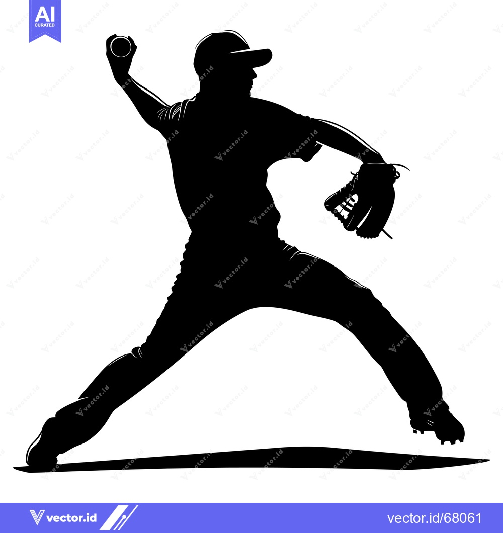 Premium Vector dari Silhouette of a baseball pitcher throwing a pitch