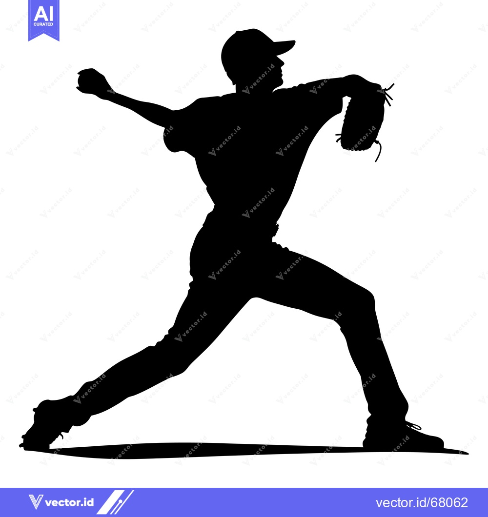 Premium Vector dari Silhouette of a baseball pitcher throwing a pitch