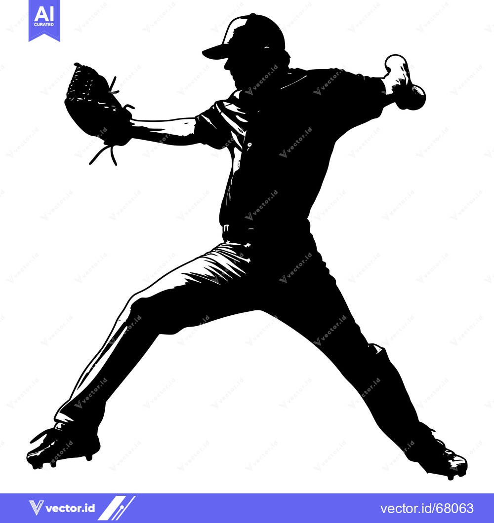 Premium Vector of Silhouette of a Baseball Pitcher in Action
