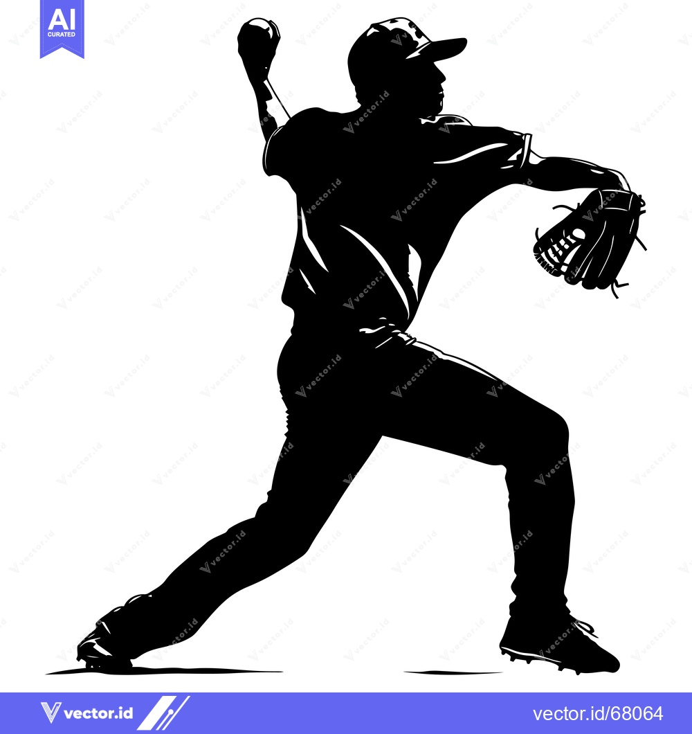Premium Vector of Silhouette of a Baseball Pitcher Throwing a Pitch