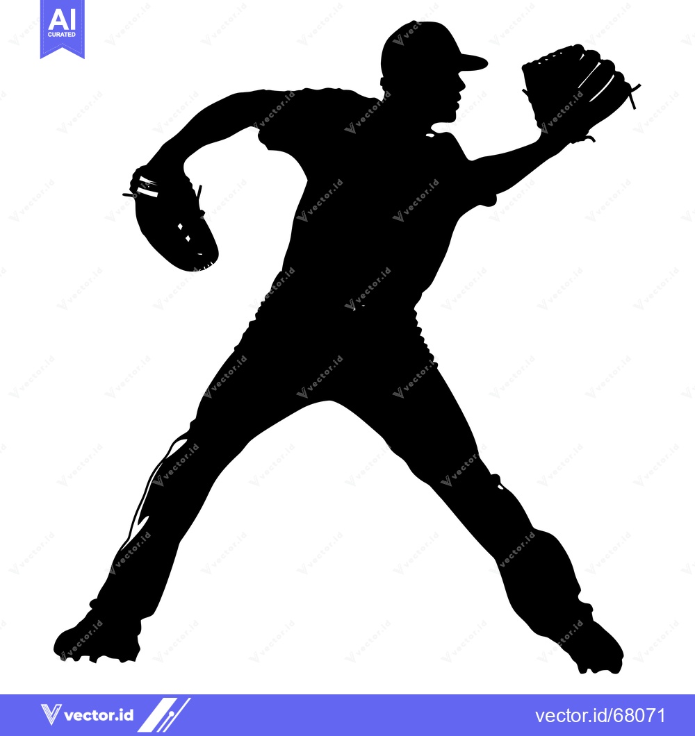 Premium Vector dari Silhouette of a Baseball Player Throwing a Ball