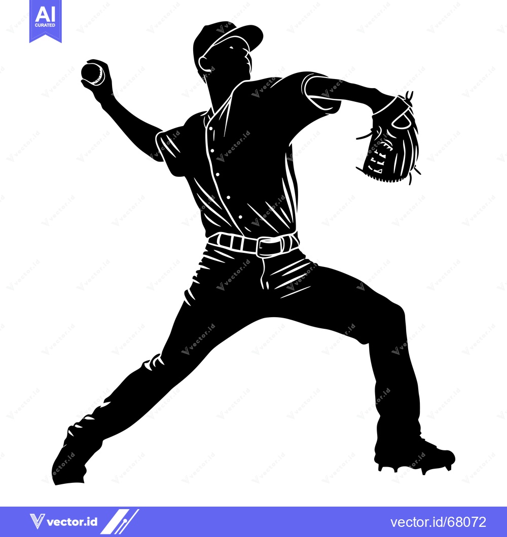 Premium Vector of Silhouette of a Baseball Pitcher Throwing a Ball