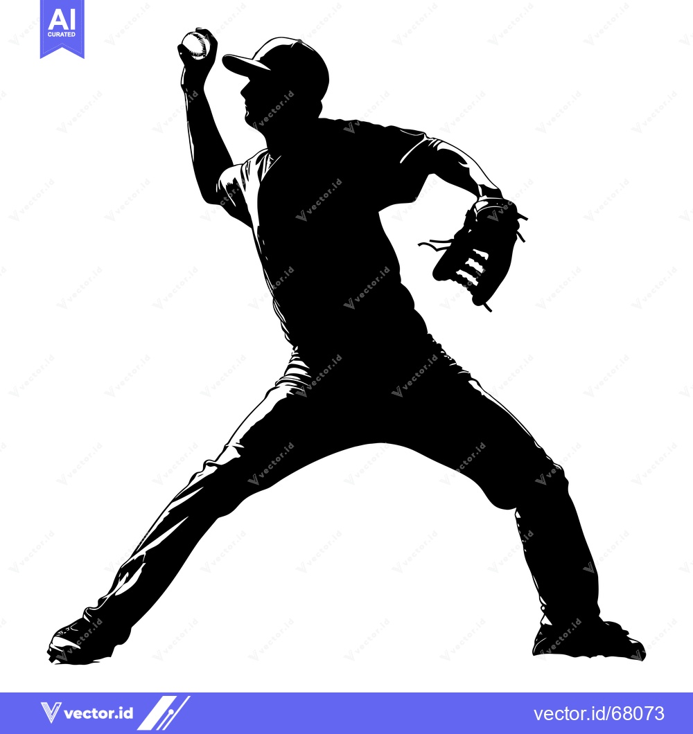 Premium Vector dari Silhouette of a Baseball Pitcher Throwing a Pitch