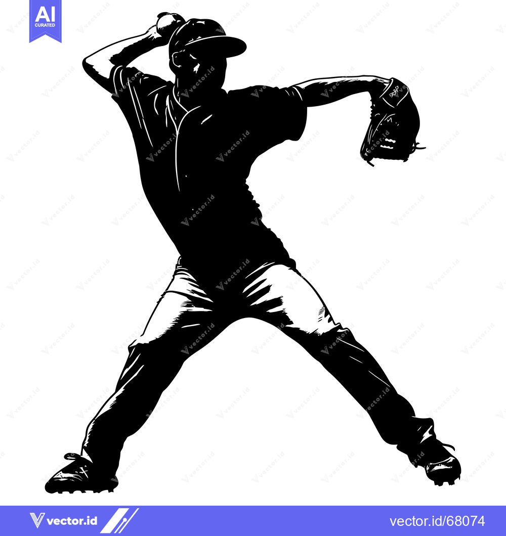 Premium Vector dari Silhouette of a Baseball Pitcher Throwing a Ball