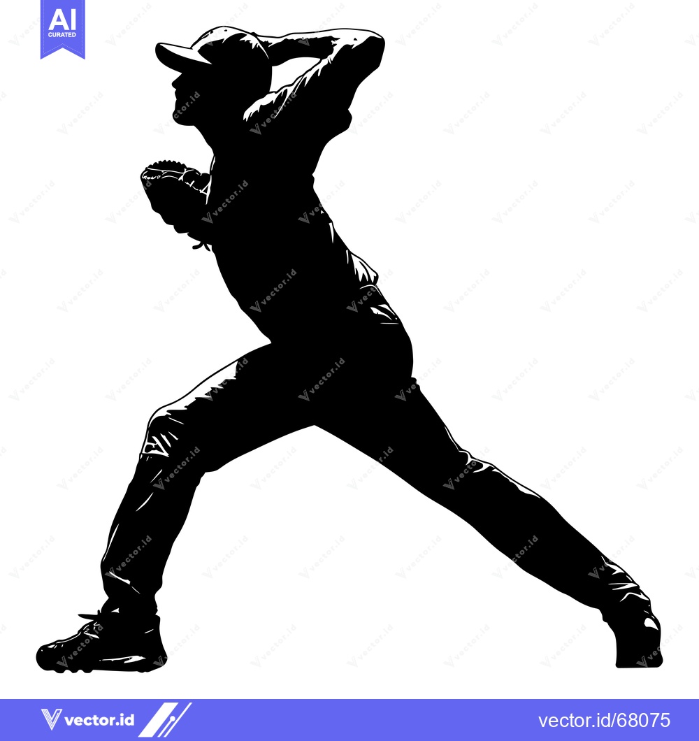 Premium Vector of Silhouette of a Baseball Pitcher Throwing a Pitch