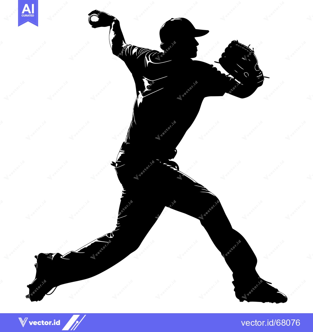 Premium Vector dari Silhouette of a Baseball Player Throwing a Ball